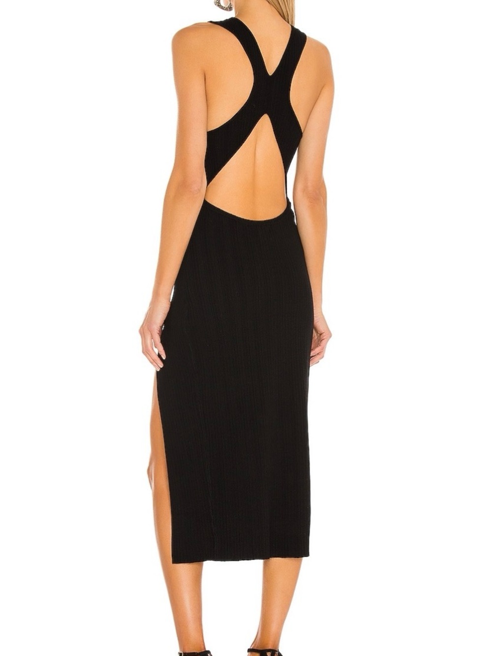 🖤 Michael Costello x REVOLVE Black Ribbed Bodycon Midi Dress - Size M 🖤 - Picture 3 of 4